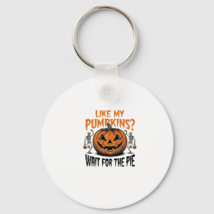 Funny Pumpkin Skeleton Halloween Pie Shirt_1 Keychain