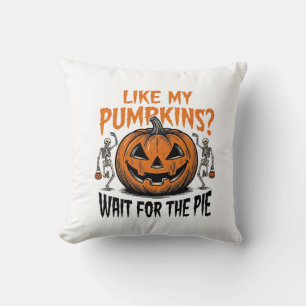 Funny Pumpkin Skeleton Halloween Pie Shirt_1 Throw Pillow