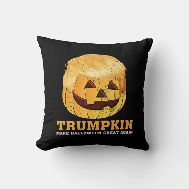 Funny  Pumpkin Trumpkin Halloween  Throw Pillow (Front)
