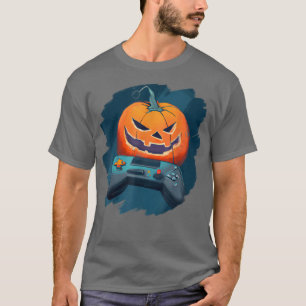 Funny Pumpkin Video Game Gamer Jack O Lantern Hall T-Shirt