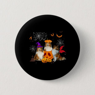 Funny Pumpkin Witch Sheltie Matching Dog Halloween 2 Inch Round Button