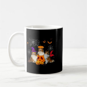 Funny Pumpkin Witch Sheltie Matching Dog Halloween Coffee Mug