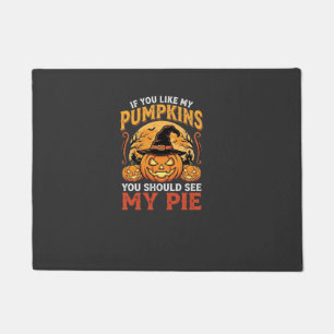 Funny Pumpkins Halloween Pie Design_1 Doormat