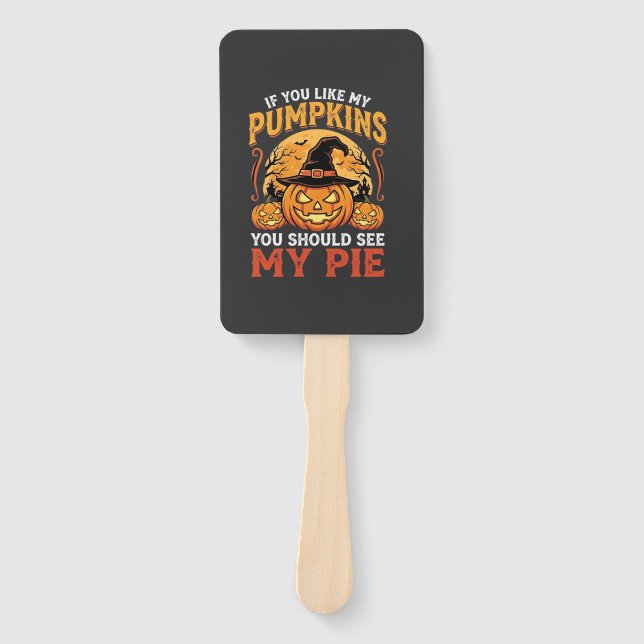 Funny Pumpkins Halloween Pie Design_1 Hand Fan (Front)