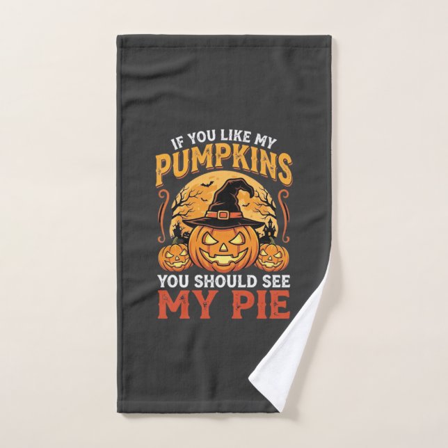 Funny Pumpkins Halloween Pie Design_1 Hand Towel (Hand Towel)