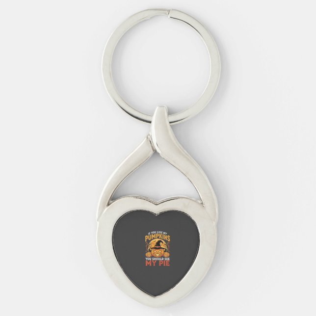 Funny Pumpkins Halloween Pie Design_1 Keychain (Front)