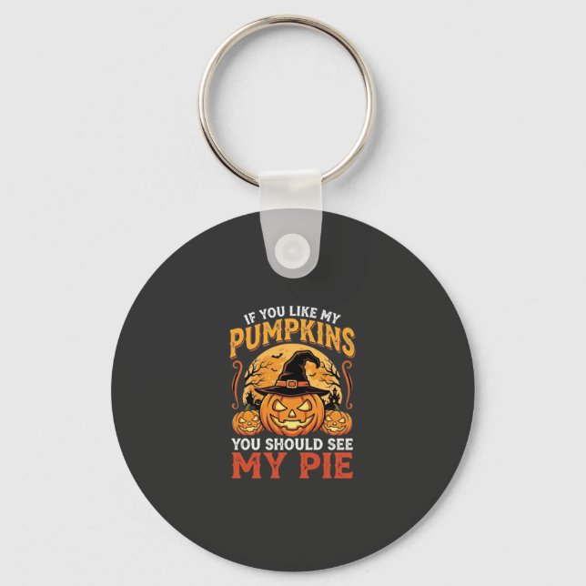 Funny Pumpkins Halloween Pie Design_1 Keychain (Front)