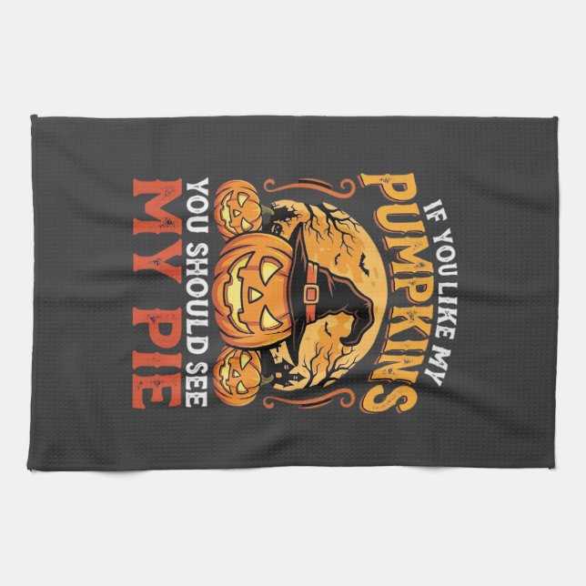 Funny Pumpkins Halloween Pie Design_1 Kitchen Towel (Horizontal)