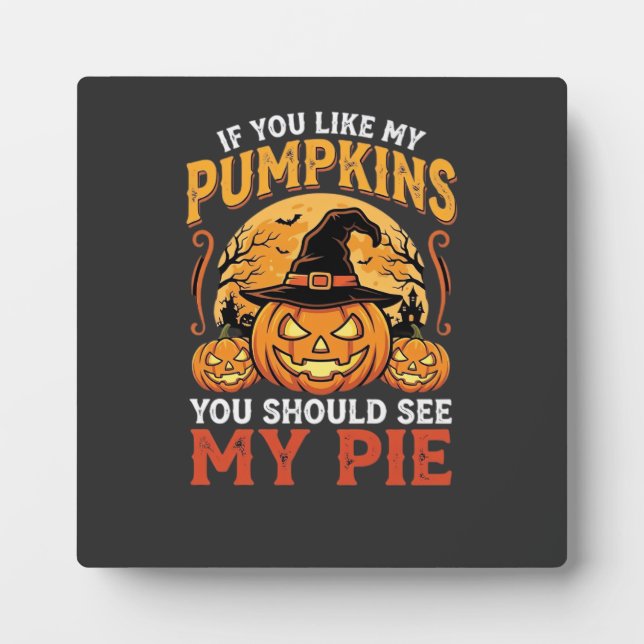Funny Pumpkins Halloween Pie Design_1 Plaque (Front)