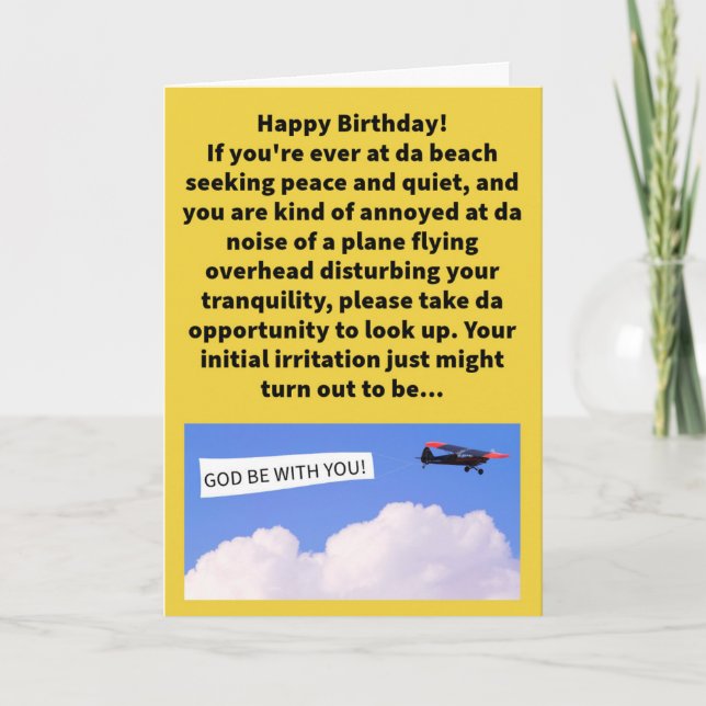 Funny Pun Blessing In Da Skys Happy Birthday Card (Front)