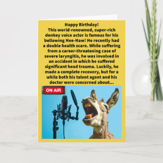 Funny Pun Braying Damage Happy Birthday Card