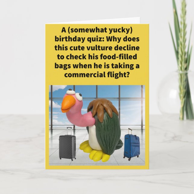 Funny Pun Carrion Luggage Happy Birthday  Card (Front)