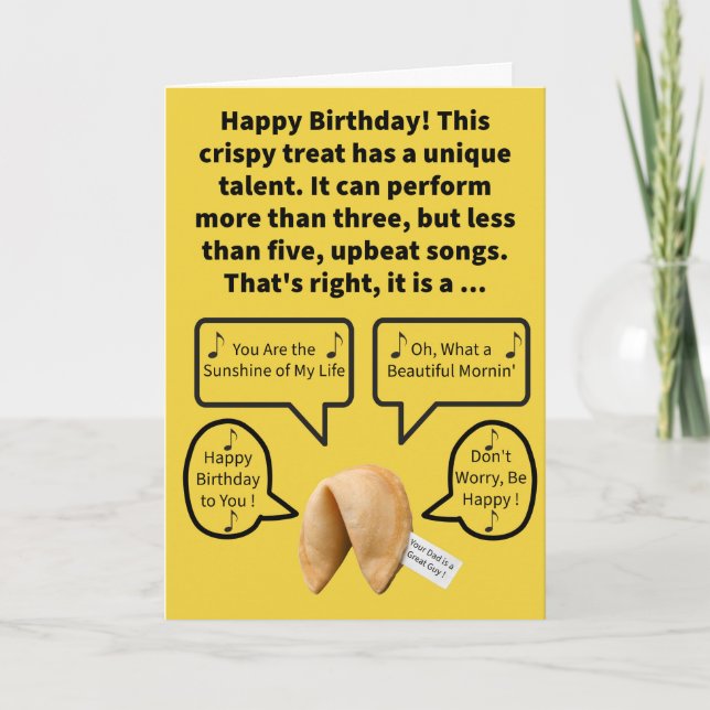 Funny Pun Four Tune Cookie Happy Birthday Card (Front)