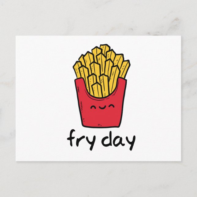 Funny pun Friday happy french fries cartoon Postcard (Front)