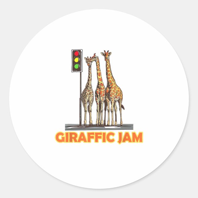 Funny Pun Giraffe Jam  Classic Round Sticker (Front)