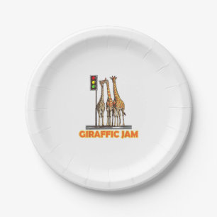 Funny Pun Giraffe Jam Paper Plate