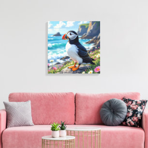 Funny Pun   Happy Birthday Puffin Canvas Print