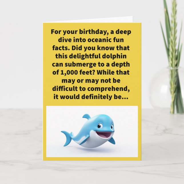 Funny Pun Hard To Fathom Happy Birthday Card (Front)