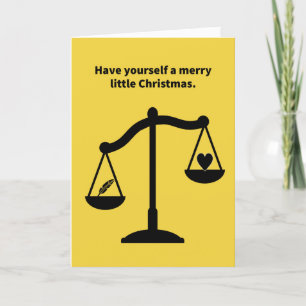 Funny Pun Heart Lighter than a Feather Christmas Card