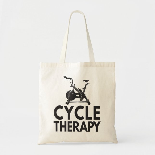 Funny Pun Indoor Spin Class Cycle-Therapy Cycling Tote Bag (Front)