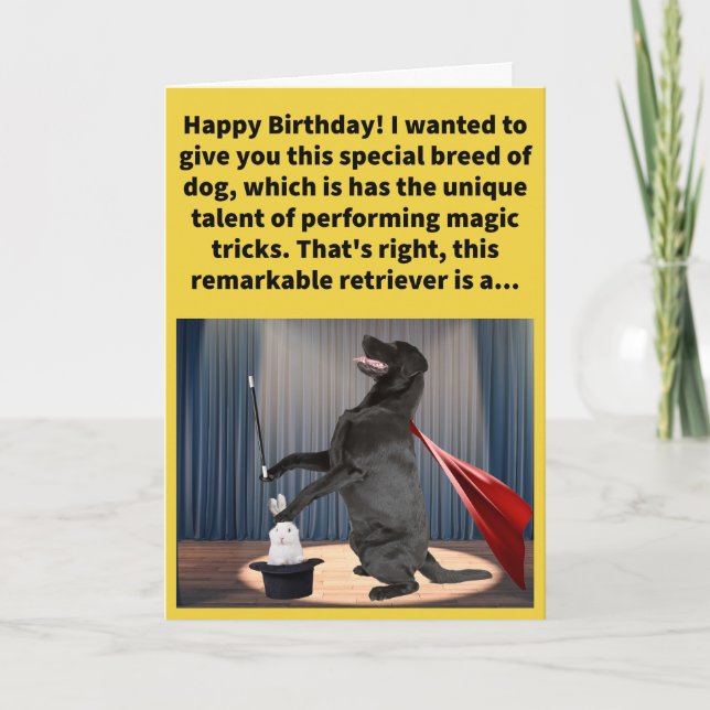 Funny Pun Labracadabor Happy Birthday Card (Front)
