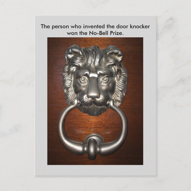 Funny Pun Lion Door Knocker Postcard Postcrossing (Front)