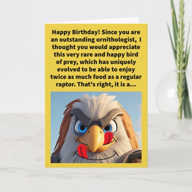 Funny Pun Pair a Grin Falcon Happy Birthday Card (Front)