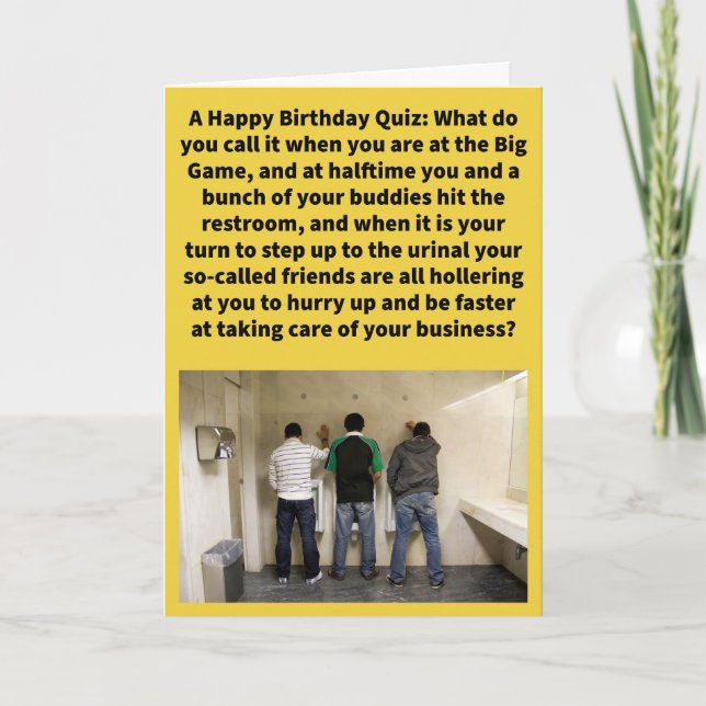 Funny Pun Pee-er Pressure Happy Birthday Card (Front)