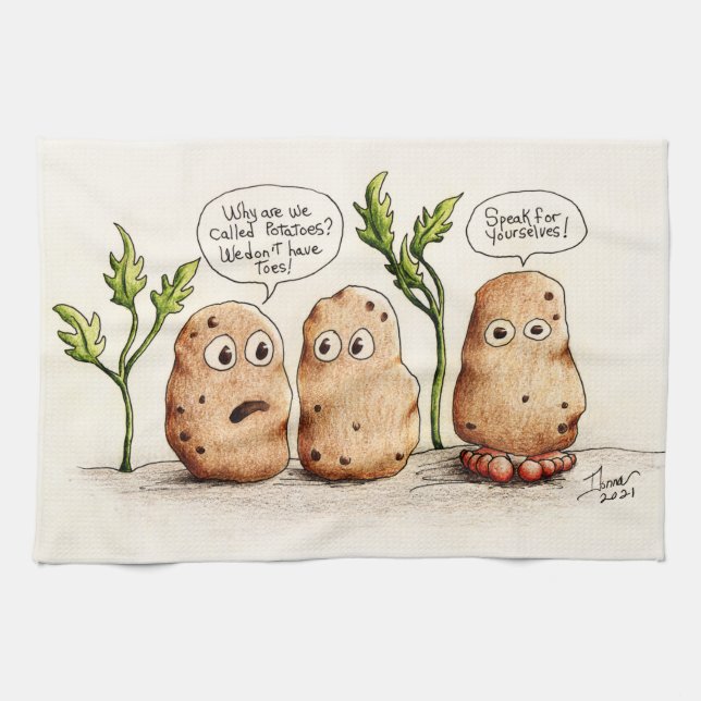 Funny Pun Potatoes Kitchen Towel (Horizontal)