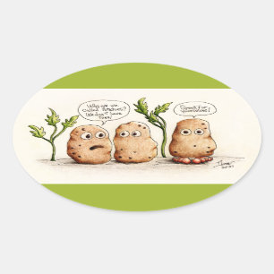 Funny Pun Potatoes Oval Sticker