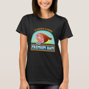 Funny Pun "Premium Ham" Black T-Shirt