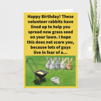 Funny Pun Re-seeding Hare Line Happy Birthday Card