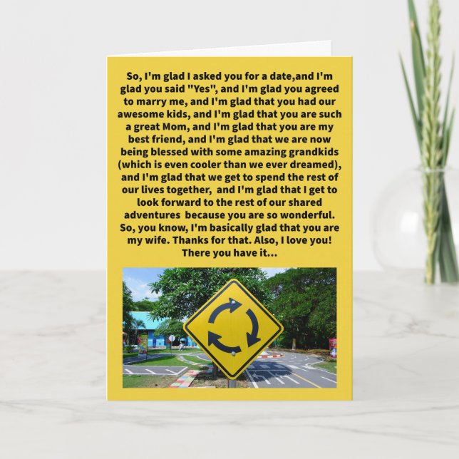 Funny Pun Roundabout Happy Anniversary Card (Front)
