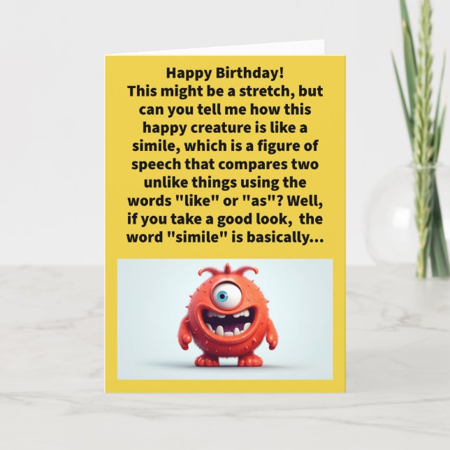 Funny Pun Simile Happy Birthday Card (Front)