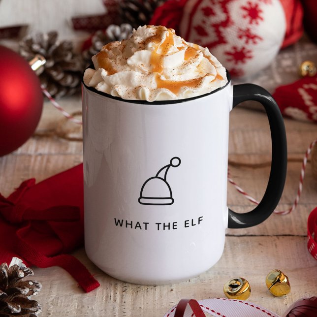 Funny Pun Simple Minimalist Holiday What the Elf Mug (Creator Uploaded)