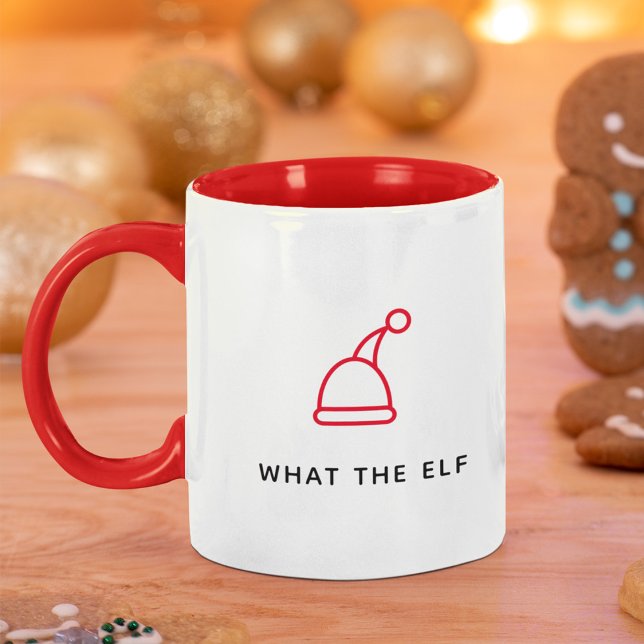 Funny Pun Simple Minimalist Holiday What the Elf Mug (Creator Uploaded)