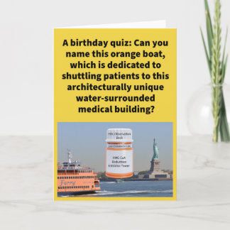 Funny Pun Statin Island Ferry Happy Birthday Card