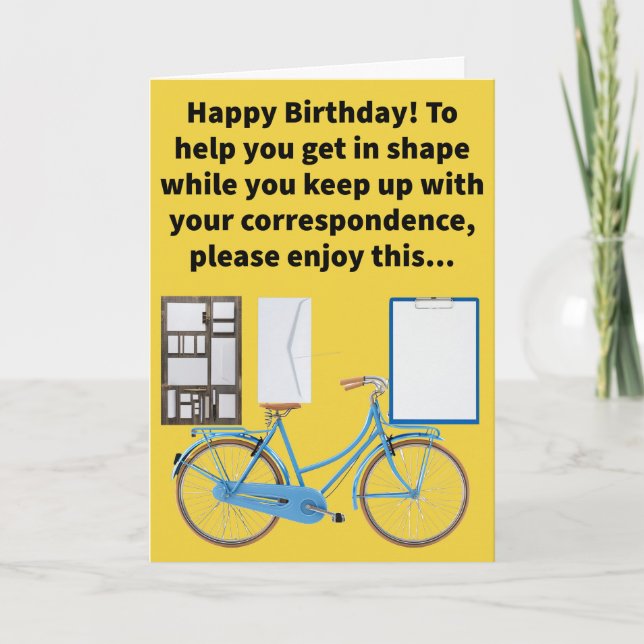 Funny Pun Stationery Bike Happy Birthday Card (Front)