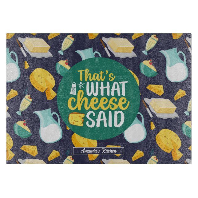 Funny Pun That's What Cheese Said Dairy Pattern Cutting Board (Front)