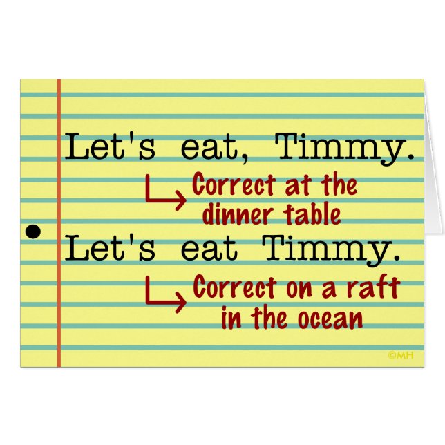 Funny Punctuation Grammar Hummor Greeting Cards (Devant horizontal)