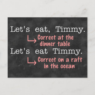 Funny Punctuation Grammar Lovers Timmy Humour Postcard