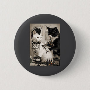 Funny Punk Cat Tattoo Artist Goth Subculture Meme 2 Inch Round Button