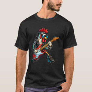 Funny Punk Chicken Rock and Roll Chicken Guitar Ba T-Shirt