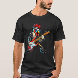 Funny Punk Chicken Rock and Roll Chicken Guitar Ba T-Shirt