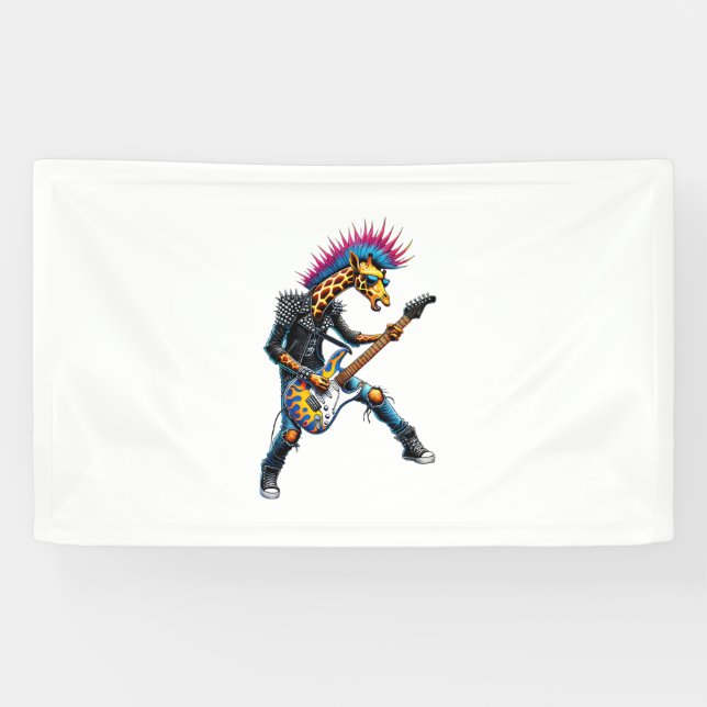Funny Punk Giraffe, Rock'n Roll Goth Giraffe, Guit Banner (Horizontal)