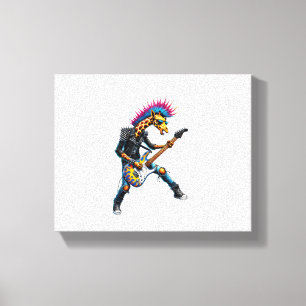 Funny Punk Giraffe, Rock'n Roll Goth Giraffe, Guit Canvas Print