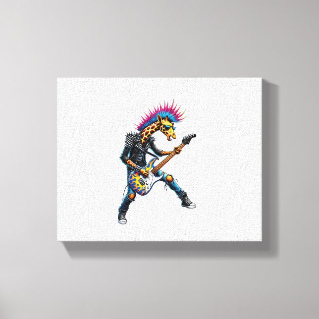 Funny Punk Giraffe, Rock'n Roll Goth Giraffe, Guit Canvas Print (Front)