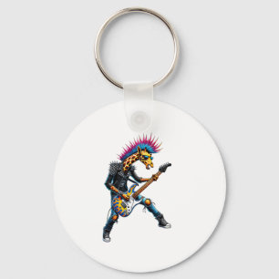 Funny Punk Giraffe, Rock'n Roll Goth Giraffe, Guit Keychain