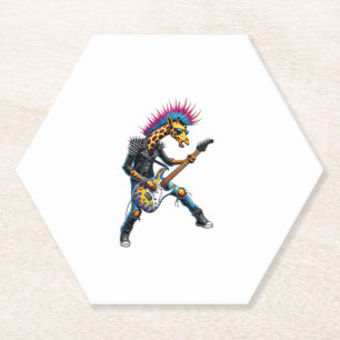 Funny Punk Giraffe, Rock'n Roll Goth Giraffe, Guit Paper Coaster