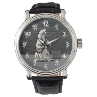 Funny Punk Rock Bear Playing Guitar Heavy Metal Watch